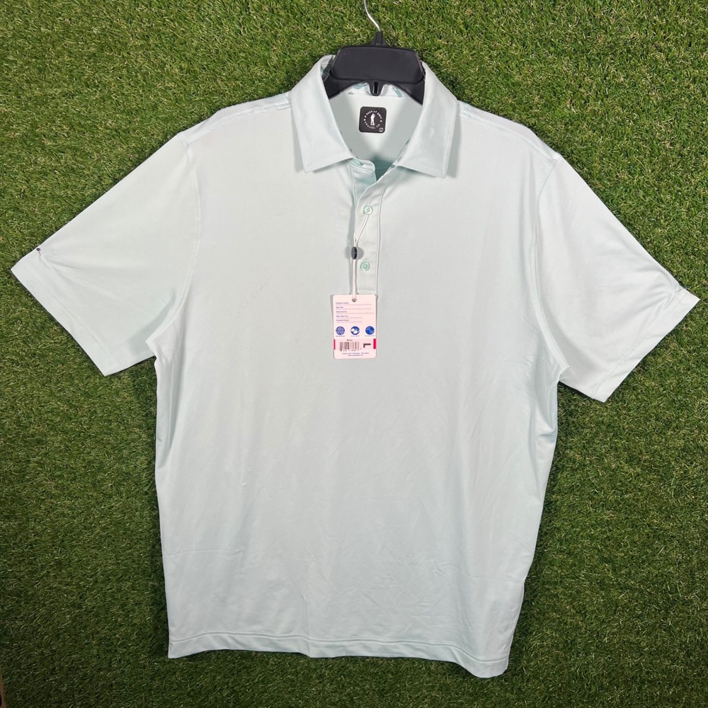 U Suck At Golf Apparel Mens Large Light Blue Performance Polo Shirt Golf Casual